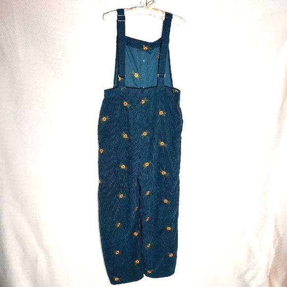CIDER Blue Corduroy Bib Overalls with Sunflower Embroidery - Picture 4 of 12